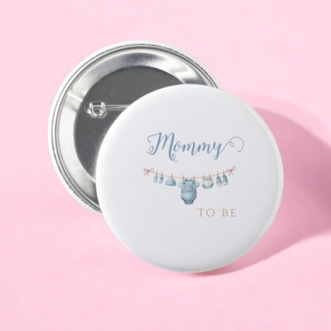 Baby In Bloom Blue Mummy to be  Baby Shower 6 Cm Round Badge (Creator Uploaded)
