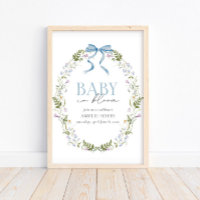 Baby in Bloom Blue Spring Floral Bow Baby Shower