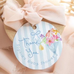 Baby in Bloom Blue Whimsical Tnank you Favour Tags