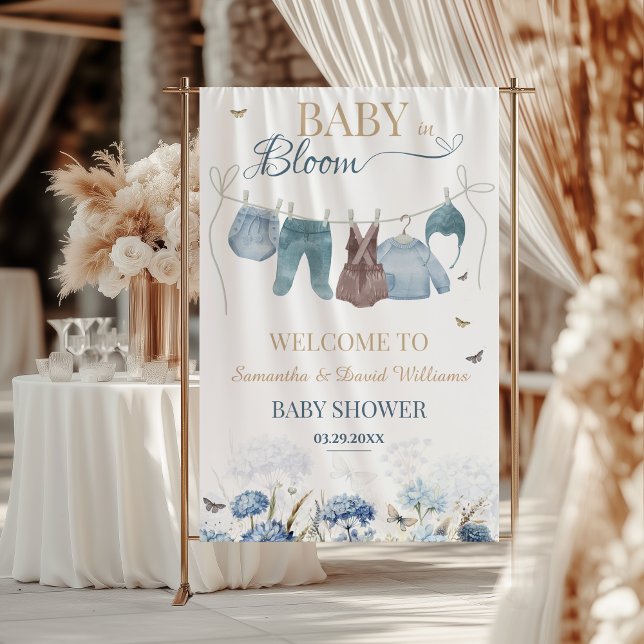 Baby in Bloom Blue Wildflower Clothesline Banner (Creator Uploaded)