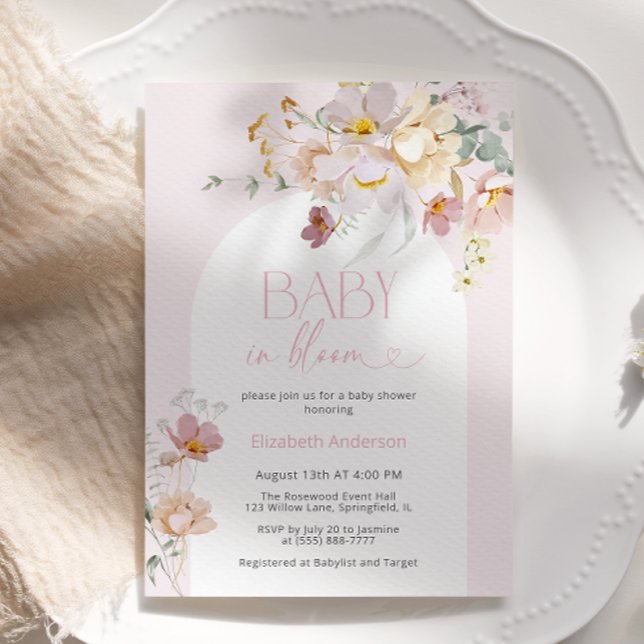 Baby in Bloom Blush Floral Baby Shower Invitation (Creator Uploaded)