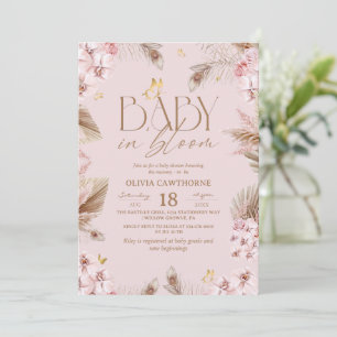 Baby in Bloom Blush Pink Baby Shower  Invitation