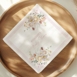 Baby in Bloom Blush Pink Floral Baby Shower Napkin