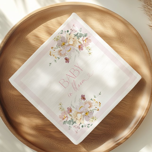 Baby in Bloom Blush Pink Floral Baby Shower Napkin (Creator Uploaded)