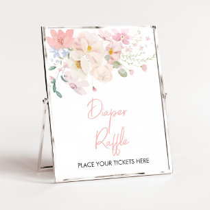 Baby in Bloom Blush Pink Floral Diaper Raffle Poster