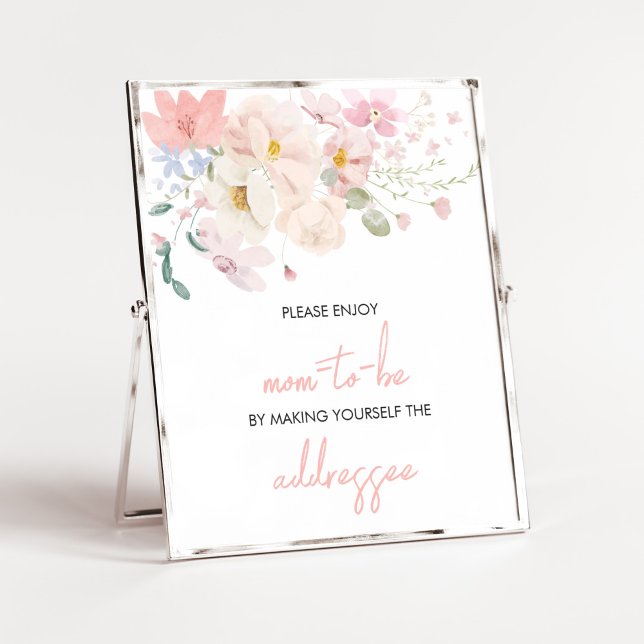 Baby in Bloom Blush Pink Floral Envelope Station Poster (Blush Pink Floral Baby in Bloom Baby Shower Envelope Station Sign)