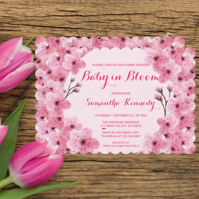 Baby in Bloom Blush Pink Flower Floral Baby Shower Invitation (Creator Uploaded)