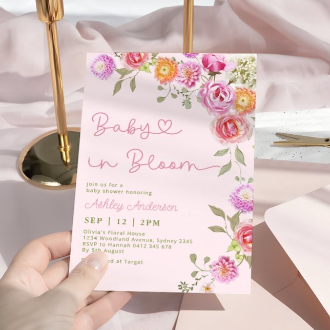 Baby in Bloom Blush Pink Girl Baby Shower Invitation (Creator Uploaded)