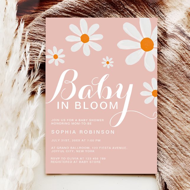 Baby in Bloom Blush Pink Girly Daisy Shower Invitation (Creator Uploaded)