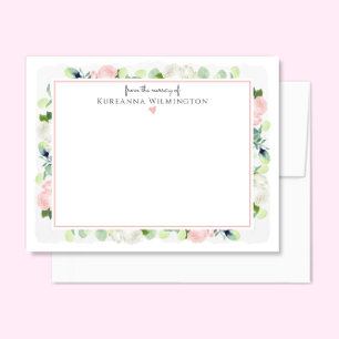 Baby in Bloom Blush Pink Roses New Baby Girl Thank You Card