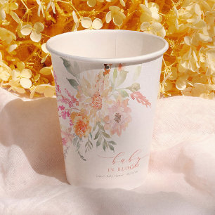 Baby In Bloom Blush Pink Spring Baby Shower Paper Cups