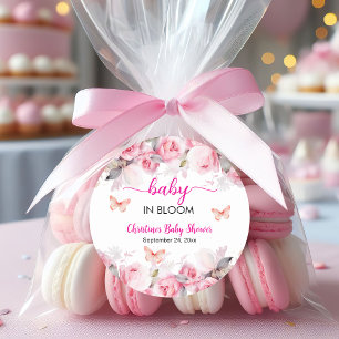 Baby in Bloom Blush Roses Baby Shower Classic Round Sticker