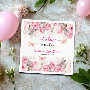 Baby in Bloom Blush Roses Baby Shower Napkin