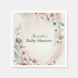 Baby In Bloom Blush Spring Floral Baby Shower Napkin