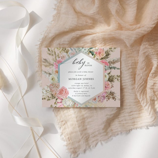 Baby In Bloom Bohemian Baby Shower Invitation (Creator Uploaded)