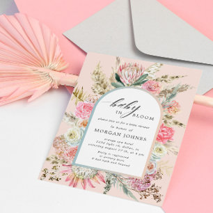 Baby In Bloom Bohemian Floral Baby Shower Invite