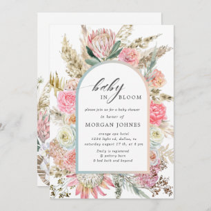 baby in bloom bohemian floral baby shower invite