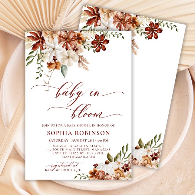 Baby in Bloom Bohemian Wildflower Baby Shower  Invitation (Creator Uploaded)
