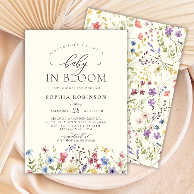Baby in Bloom Bohemian Wildflower Baby Shower  Invitation (Creator Uploaded)