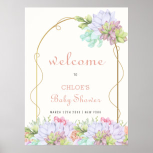 Baby In Bloom Boho Arch Cactus Baby Shower Welcome Poster