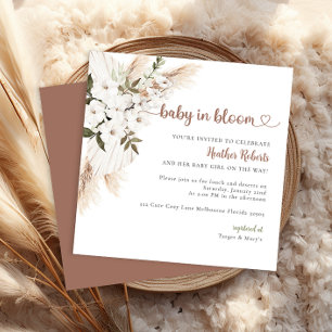 Baby In Bloom Boho Chic Watercolor Baby Shower Invitation