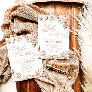 Baby in Bloom Boho Fall Floral Baby Shower Invitation