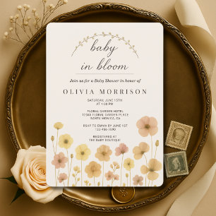 Baby In Bloom Boho Floral Baby Shower  Invitation