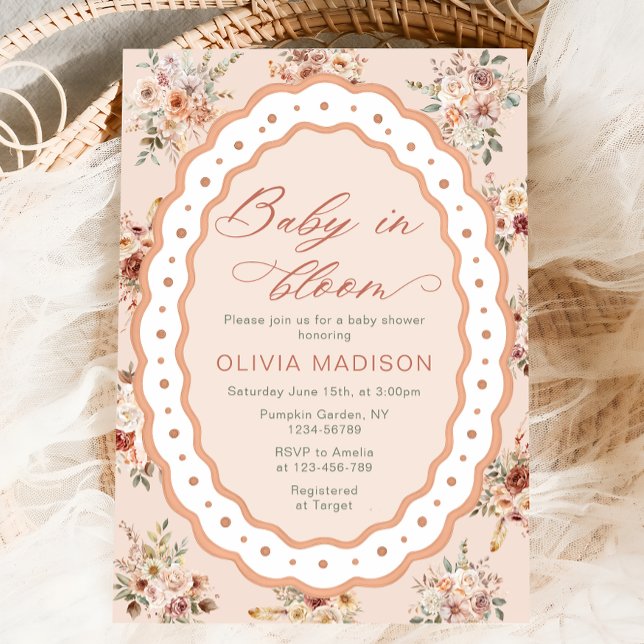 Baby in Bloom Boho Floral Baby Shower Invitation (Creator Uploaded)
