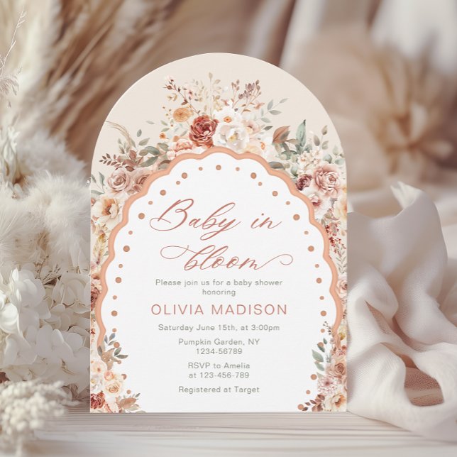 Baby in Bloom Boho Floral Neutral Baby Shower Invitation (Creator Uploaded)