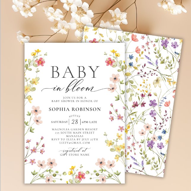 Baby in Bloom Boho Meadow Wildflower Baby Shower  Invitation (Creator Uploaded)