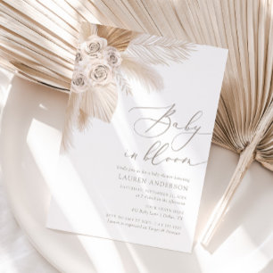 Baby in Bloom Boho Pampas Grass Baby Shower Invitation