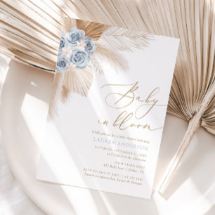 Baby in Bloom Boho Pampas Grass Boy Baby Shower Invitation
