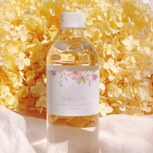Baby in Bloom Boho Pink Floral Girl Baby Shower Water Bottle Label