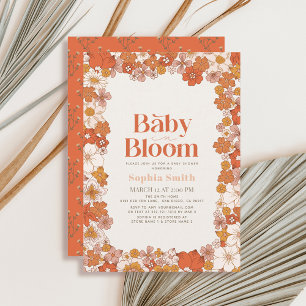 Baby in Bloom Boho Retro Floral Girl Baby Shower Invitation
