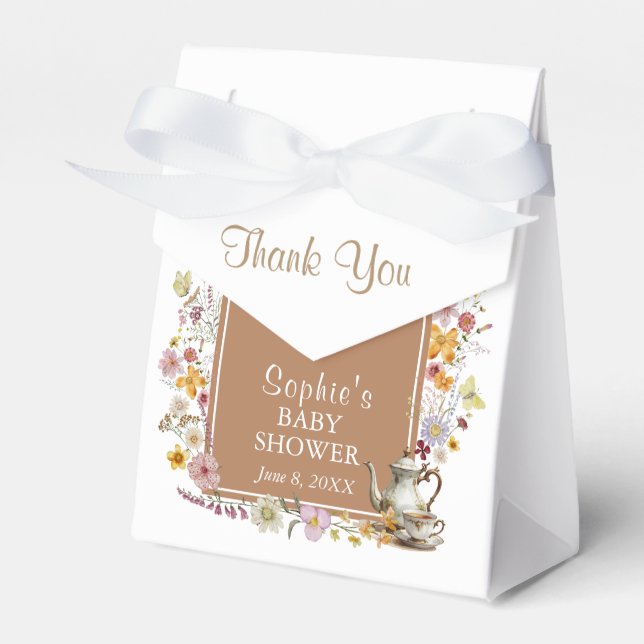 Baby In Bloom Boho Tea Party Baby Shower Favour Box (Front Side)
