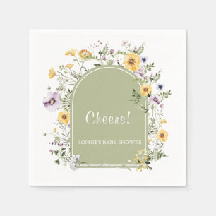 Baby In Bloom Boho Wildflower Baby Shower Napkin