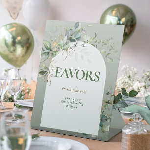 Baby in Bloom Botanical Eucalyptus Favours Pedestal Sign