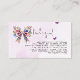 Baby in Bloom Bow Baby Shower Book Request Enclosure Card
