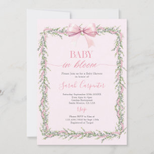 Baby in Bloom Bow Baby Shower Girl Invitation