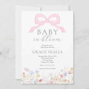 baby in Bloom bow Baby Shower Invitation