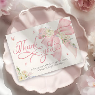 Baby In Bloom Bow Baby Shower Thank You Card