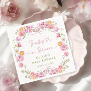 Baby in Bloom Bow Floral Baby shower Napkin