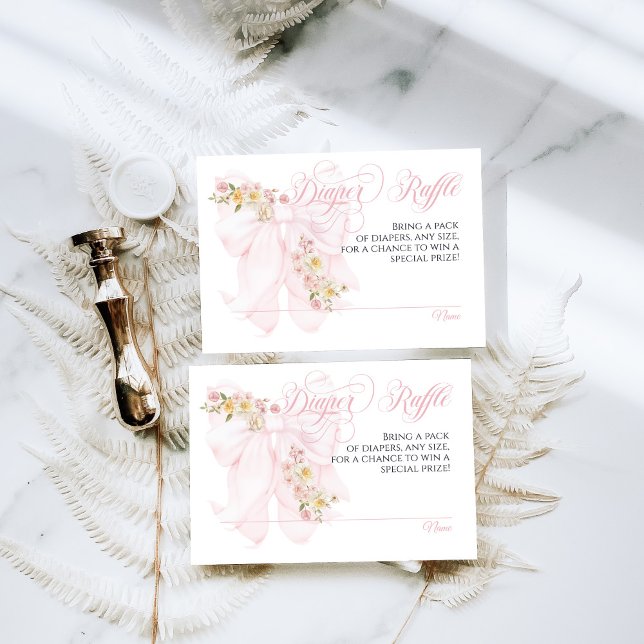 Baby in Bloom Bow Spring Garden Girl Baby Shower Enclosure Card (Creator Uploaded)