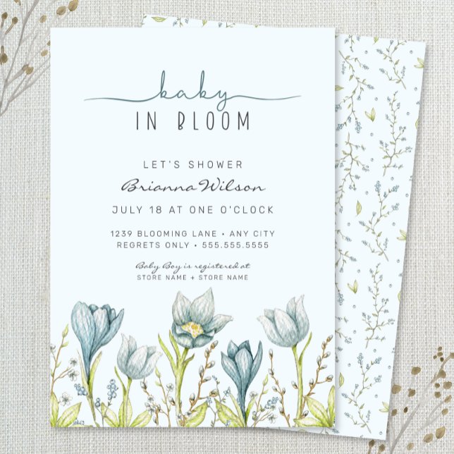 Baby in Bloom boy baby shower  Invitation (Creator Uploaded)