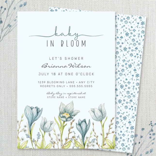 Baby in Bloom boy baby shower  Invitation (Creator Uploaded)