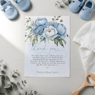 Baby in Bloom Boy Baby Shower Thank You Postcard