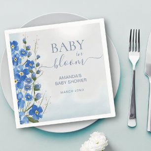 Baby in Bloom Boy Blue Floral Shower Napkin