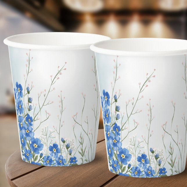 Baby in Bloom Boy Blue Floral Shower  Paper Cups (Creator Uploaded)