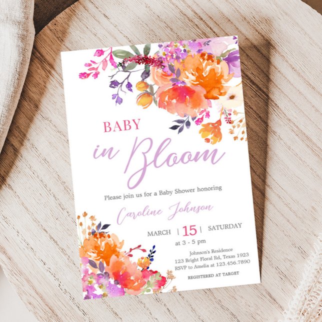 Baby in Bloom Bright Floral Baby Shower Invitation (Baby in Bloom Baby Shower Invitation 
)