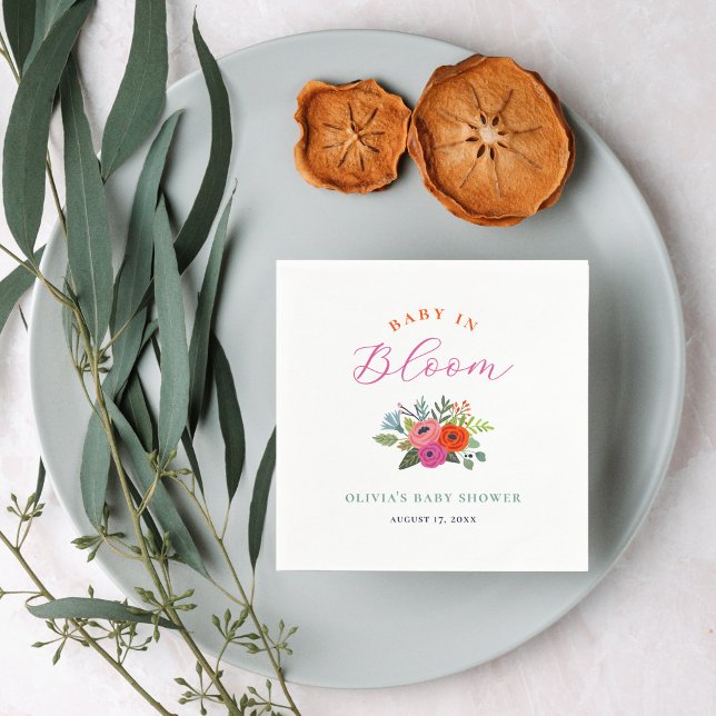Baby in Bloom Bright Floral Baby Shower Napkin (Creator Uploaded)